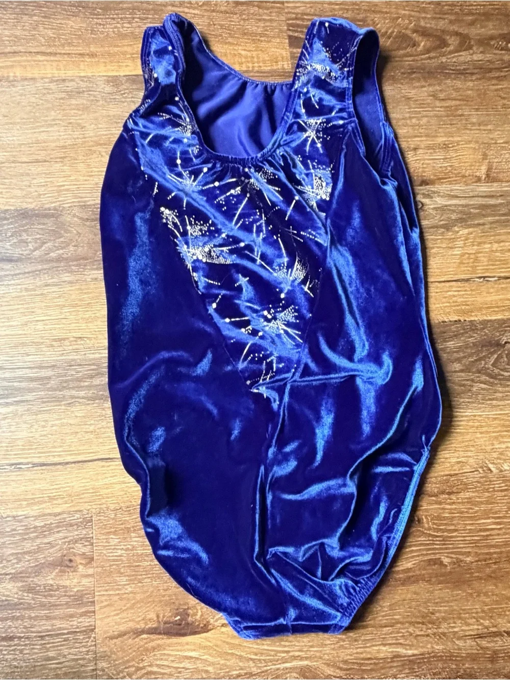 GK Elite Blue Velvet Gymnastics Leotard Youth Large